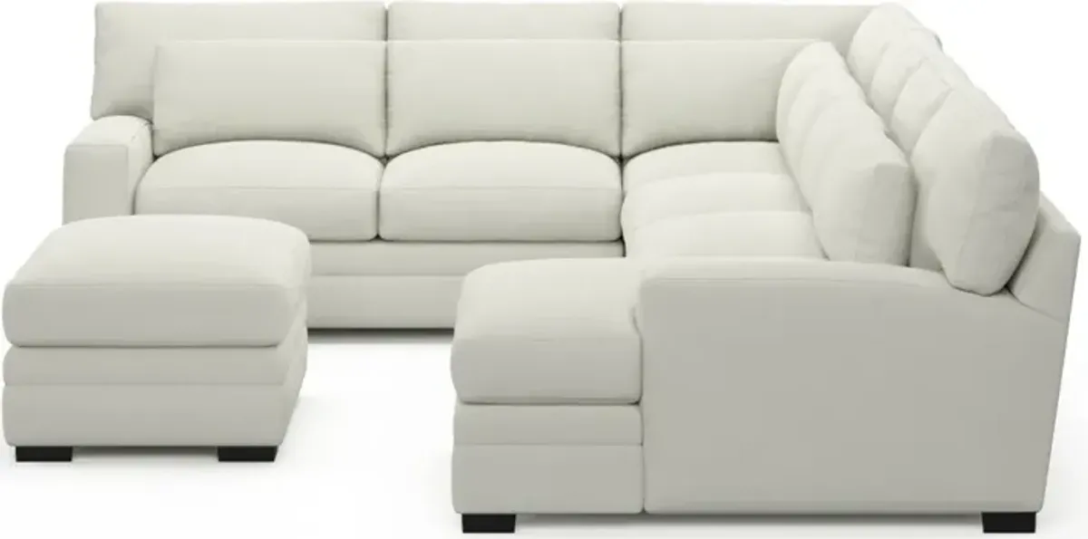 Winston Foam Comfort 5-Piece Sectional with Right-Facing Chaise and Ottoman - Liv Arctic