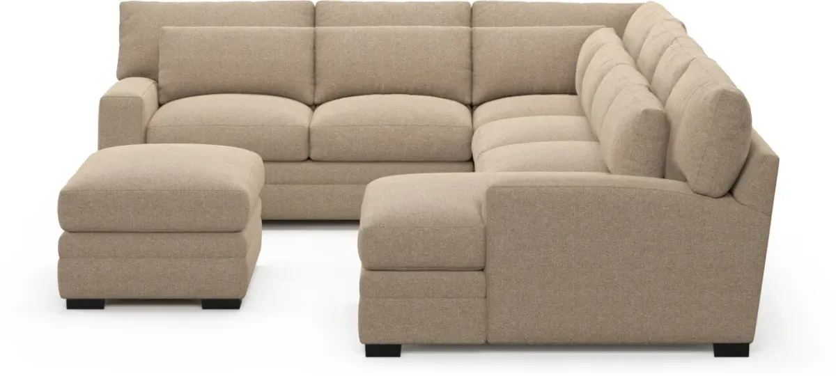 Winston Foam Comfort 5-Piece Sectional with Right-Facing Chaise and Ottoman - Liv Wicker