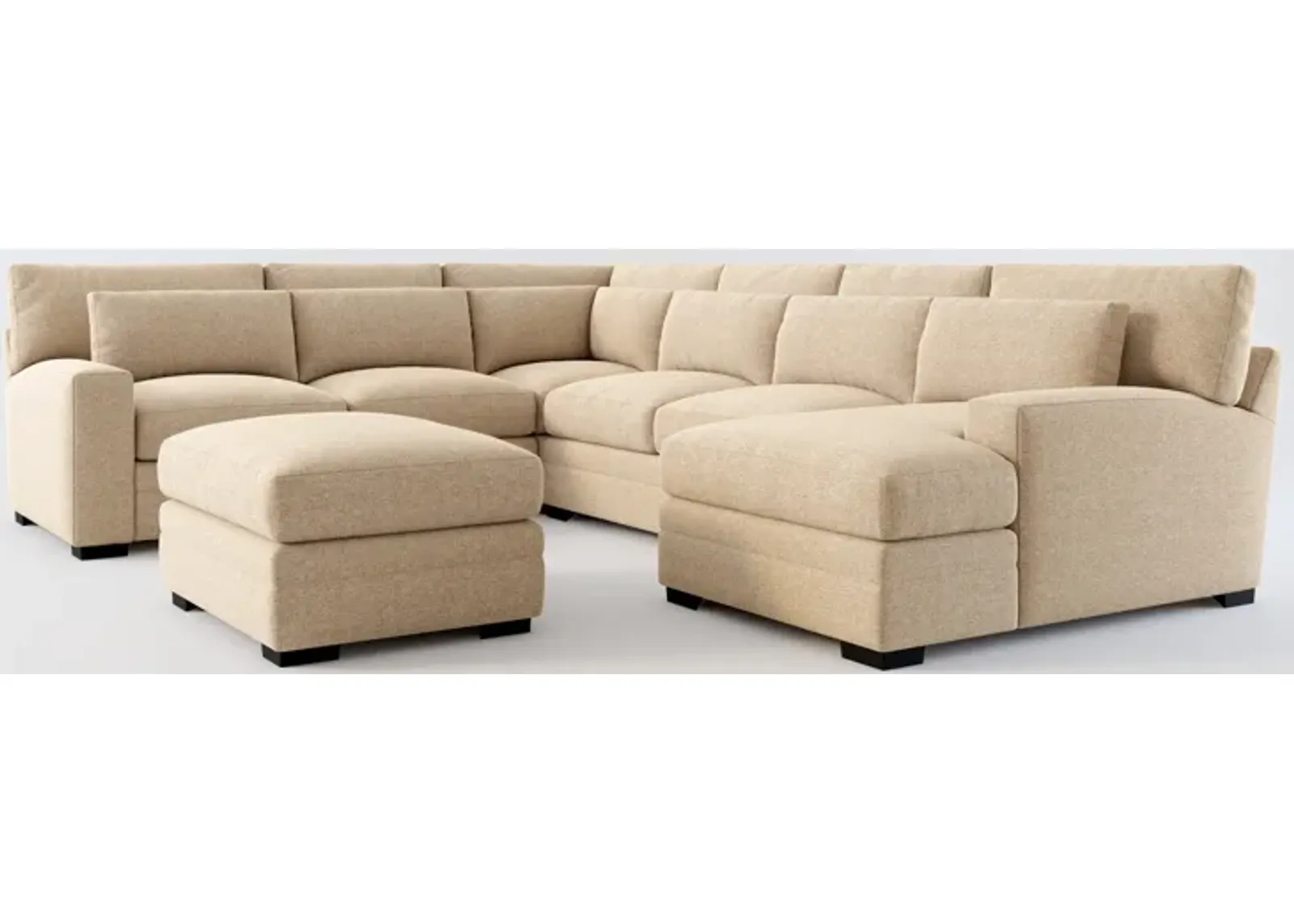 Winston Foam Comfort 5-Piece Sectional with Right-Facing Chaise and Ottoman - Liv Wicker