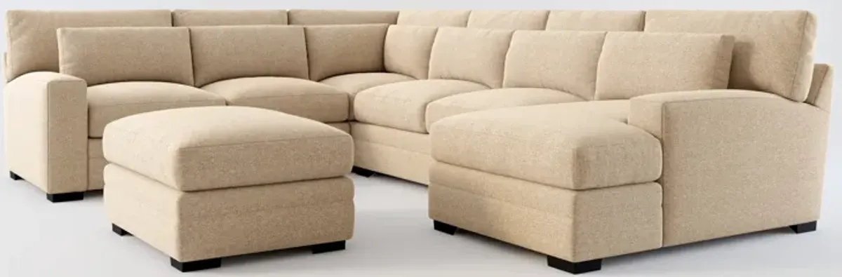 Winston Foam Comfort 5-Piece Sectional with Right-Facing Chaise and Ottoman - Liv Wicker