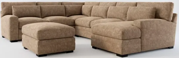 Winston Foam Comfort 5-Piece Sectional with Right-Facing Chaise and Ottoman - Argo Java