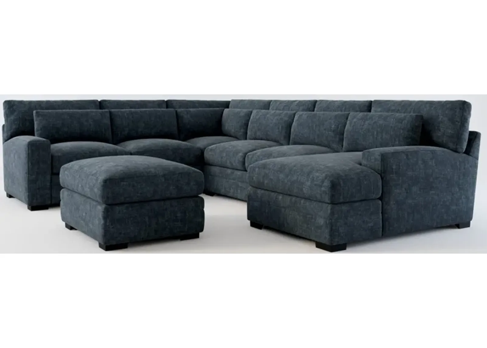 Winston Foam Comfort 5-Piece Sectional with Right-Facing Chaise and Ottoman - Argo Navy