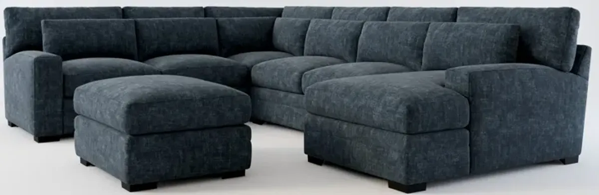 Winston Foam Comfort 5-Piece Sectional with Right-Facing Chaise and Ottoman - Argo Navy