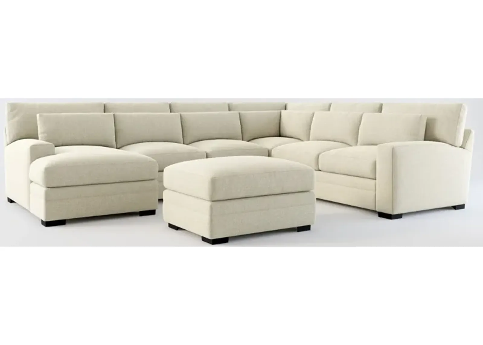 Winston Foam Comfort 5-Piece Sectional with Left-Facing Chaise and Ottoman - Broderick Charcoal