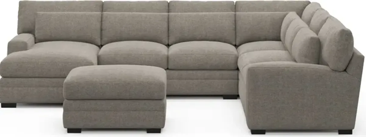 Winston Foam Comfort 5-Piece Sectional with Left-Facing Chaise and Ottoman - Bridger Metal