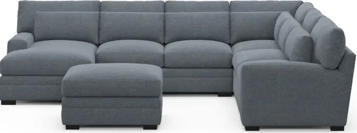 Winston Foam Comfort 5-Piece Sectional with Left-Facing Chaise and Ottoman - Bridger Navy