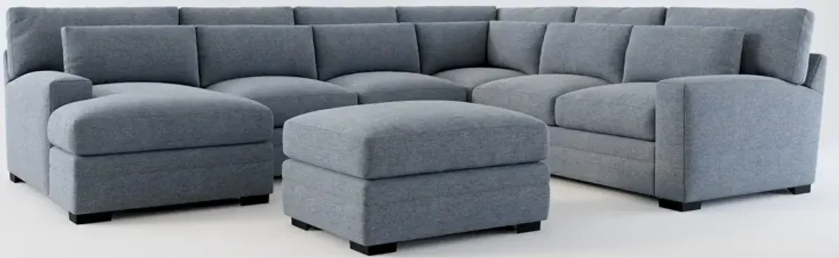 Winston Foam Comfort 5-Piece Sectional with Left-Facing Chaise and Ottoman - Bridger Navy