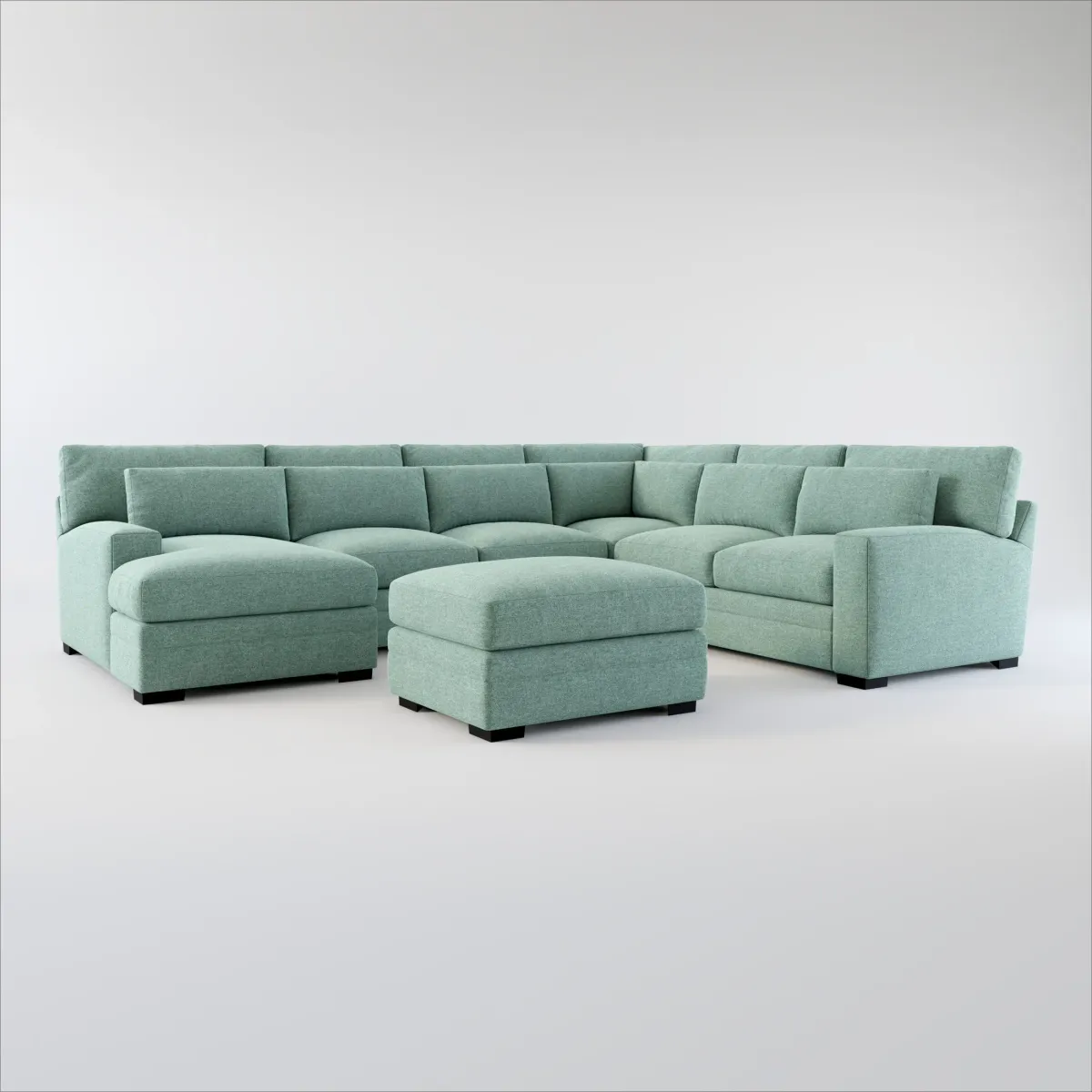 Winston Foam Comfort 5-Piece Sectional with Left-Facing Chaise and Ottoman - Bridger Jade