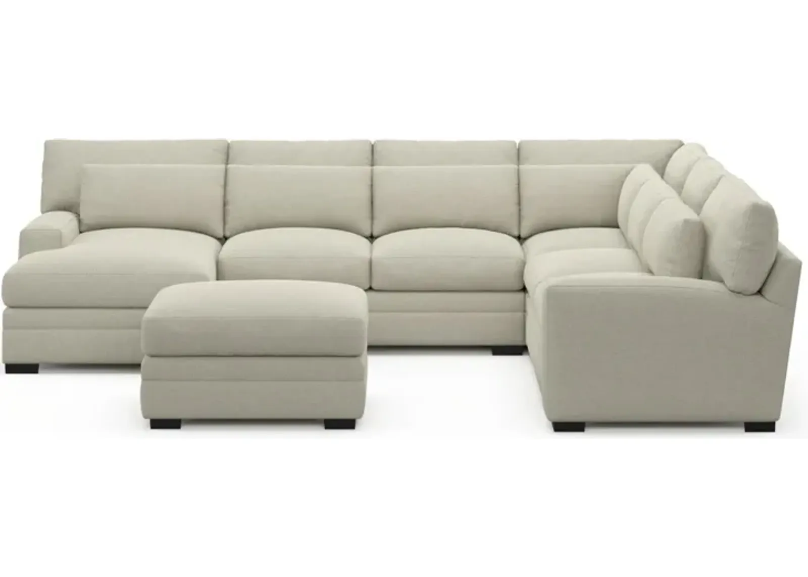 Winston Foam Comfort 5-Piece Sectional with Left-Facing Chaise and Ottoman - Liv Dove