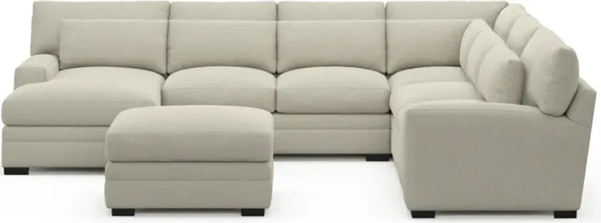 Winston Foam Comfort 5-Piece Sectional with Left-Facing Chaise and Ottoman - Liv Dove