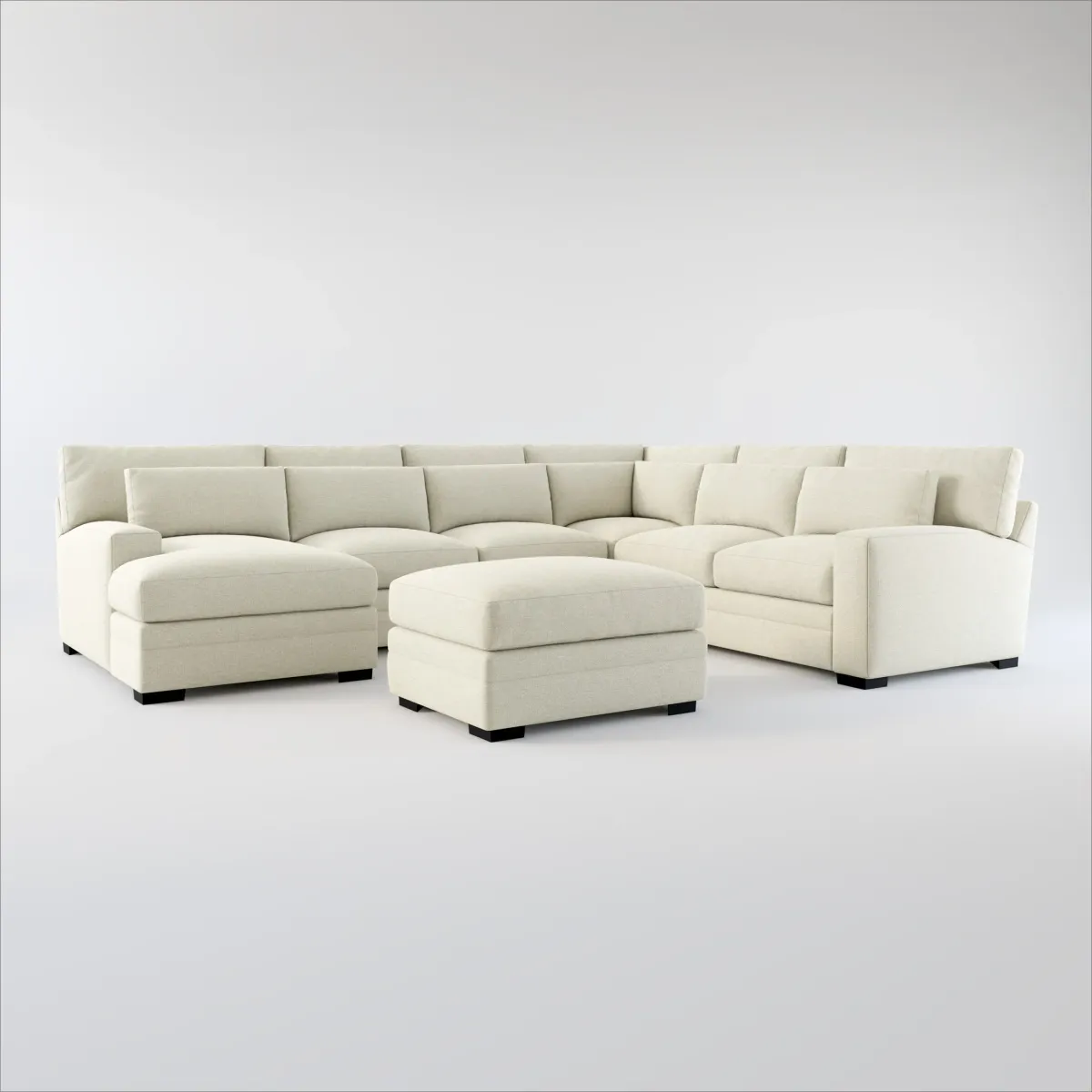 Winston Foam Comfort 5-Piece Sectional with Left-Facing Chaise and Ottoman - Liv Dove