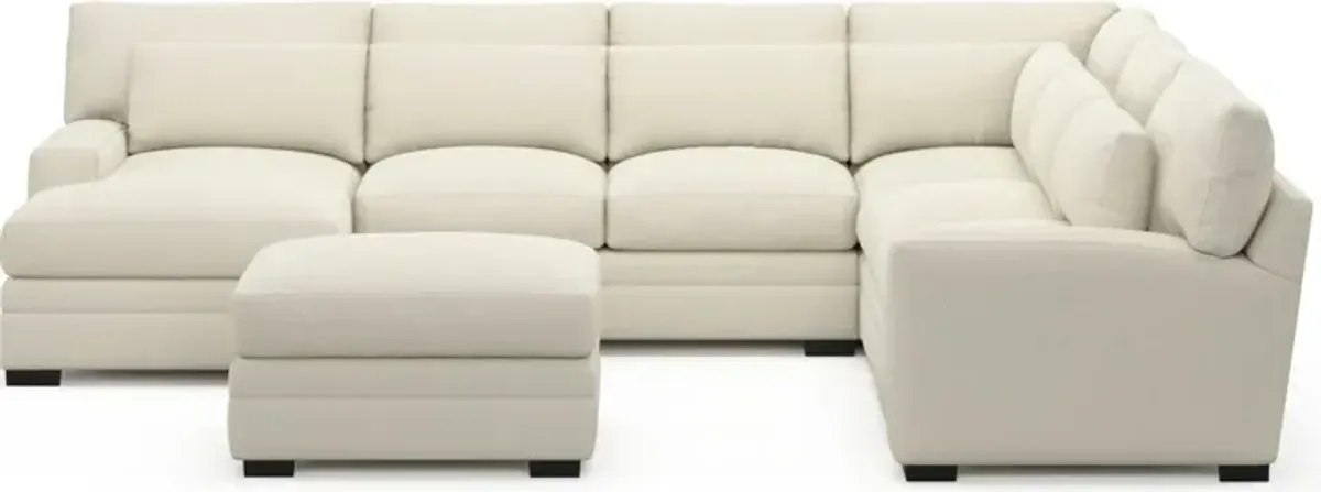 Winston Foam Comfort 5-Piece Sectional with Left-Facing Chaise and Ottoman - Fincher Ivory