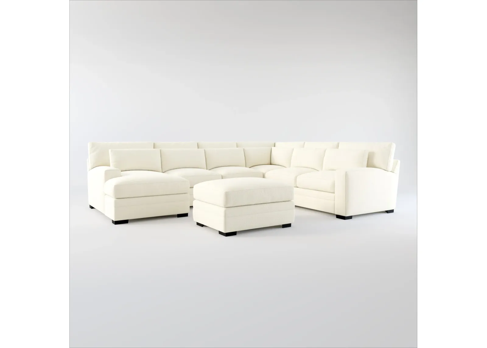 Winston Foam Comfort 5-Piece Sectional with Left-Facing Chaise and Ottoman - Fincher Ivory