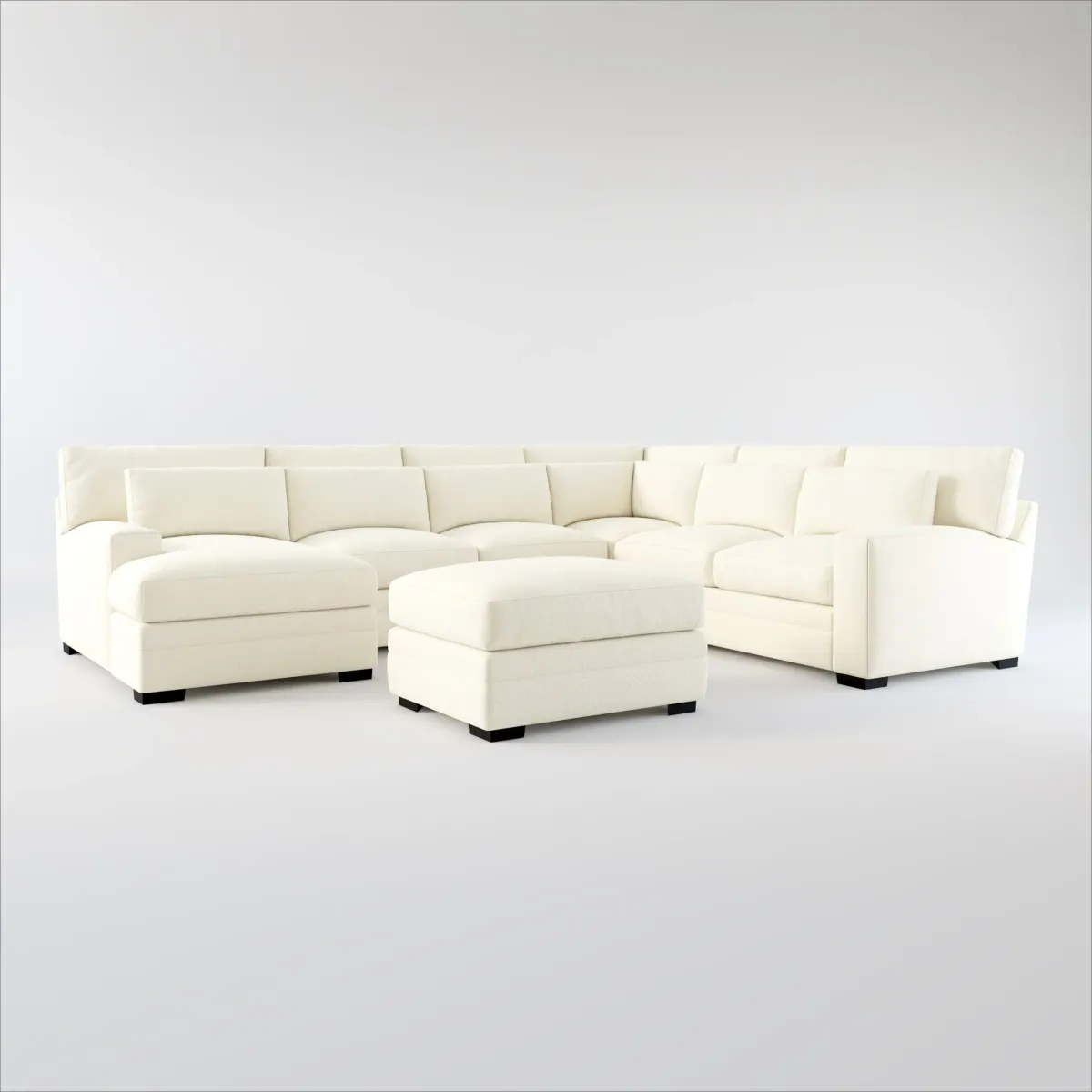 Winston Foam Comfort 5-Piece Sectional with Left-Facing Chaise and Ottoman - Fincher Ivory