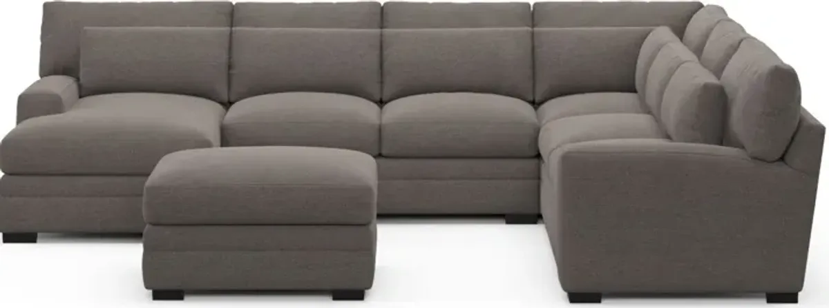 Winston Foam Comfort 5-Piece Sectional with Left-Facing Chaise and Ottoman - Presidio Steel