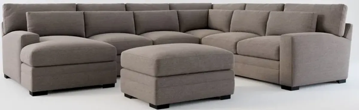 Winston Foam Comfort 5-Piece Sectional with Left-Facing Chaise and Ottoman - Presidio Steel