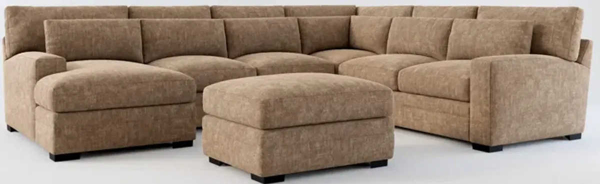 Winston Foam Comfort 5-Piece Sectional with Left-Facing Chaise and Ottoman - Argo Java