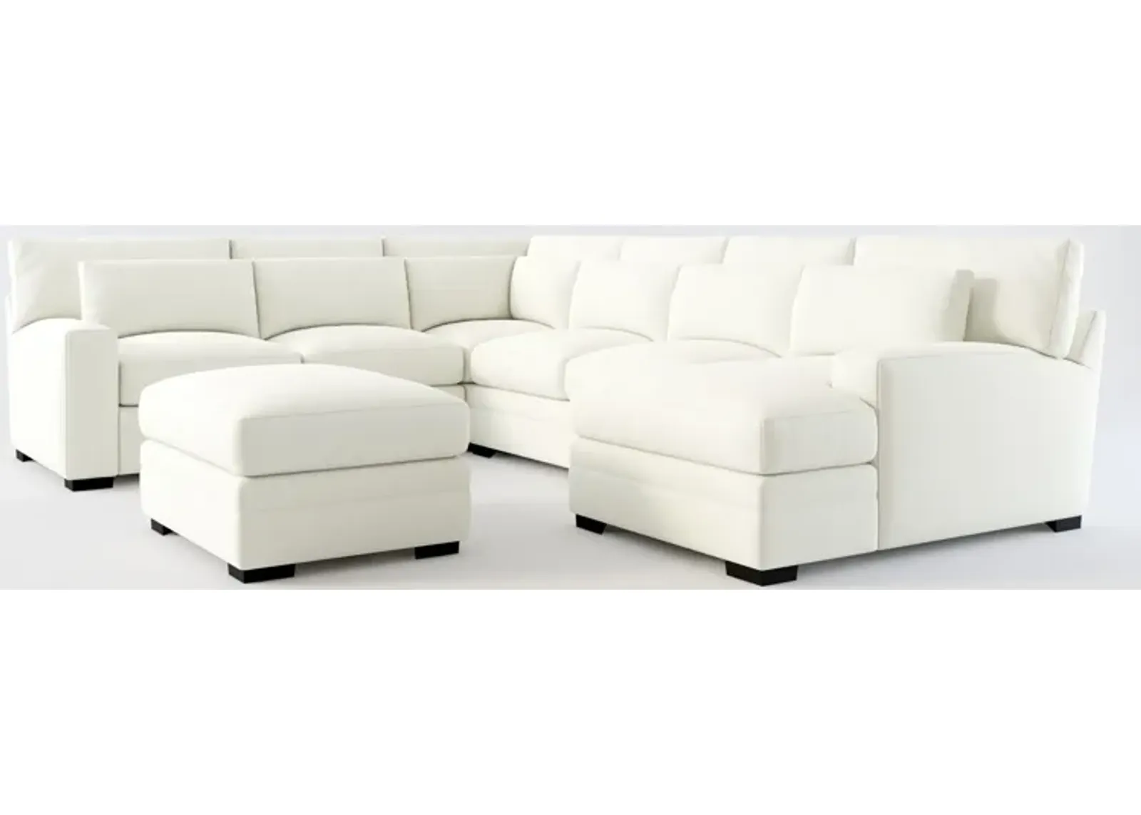 Winston Hybrid Comfort 5-Piece Sectional with Right-Facing Chaise and Ottoman - Liv Arctic