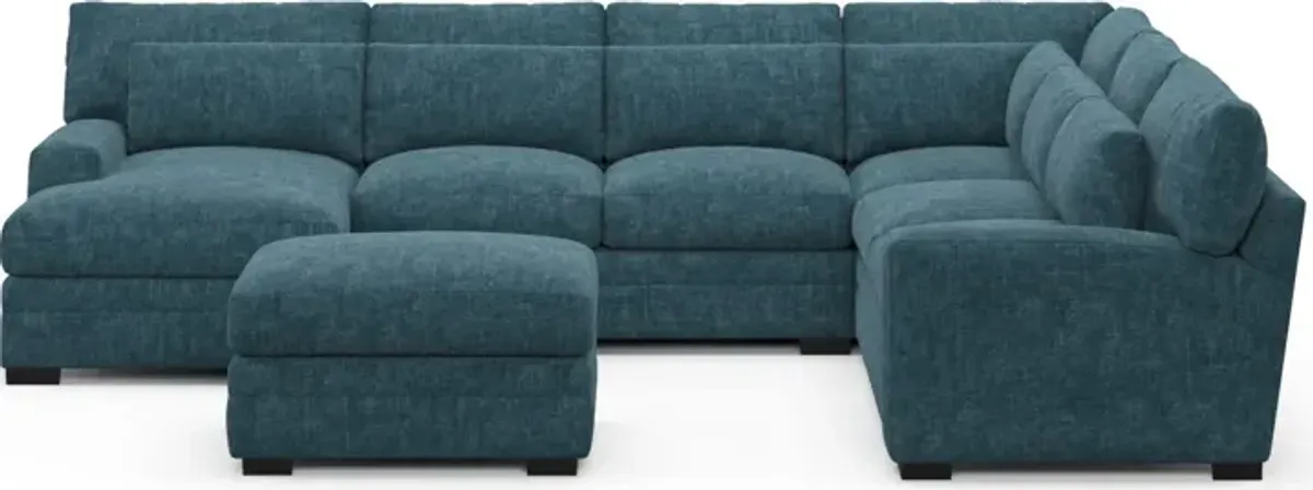 Winston Hybrid Comfort 5-Piece Sectional with Left-Facing Chaise and Ottoman - Argo Tropic