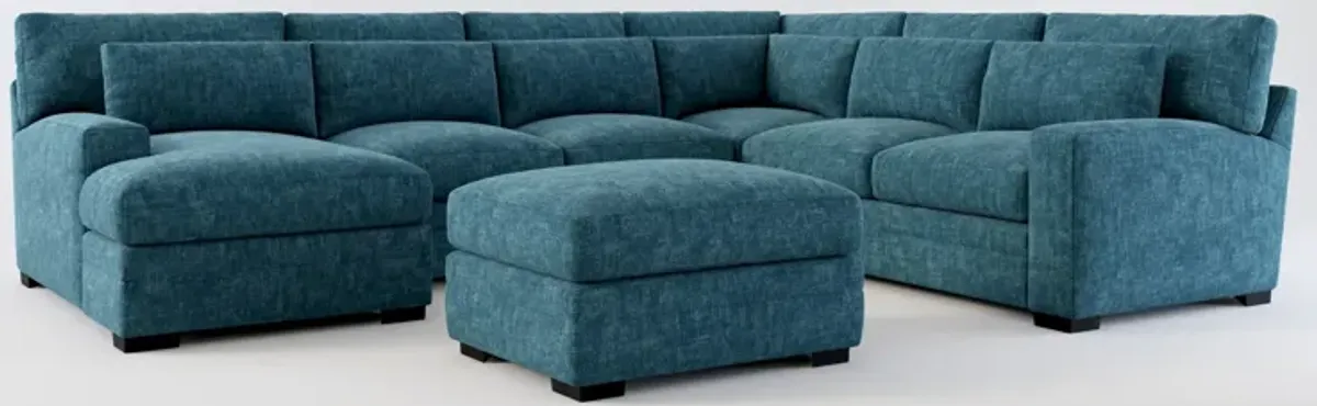 Winston Hybrid Comfort 5-Piece Sectional with Left-Facing Chaise and Ottoman - Argo Tropic