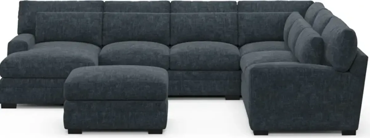 Winston Hybrid Comfort 5-Piece Sectional with Left-Facing Chaise and Ottoman - Argo Navy