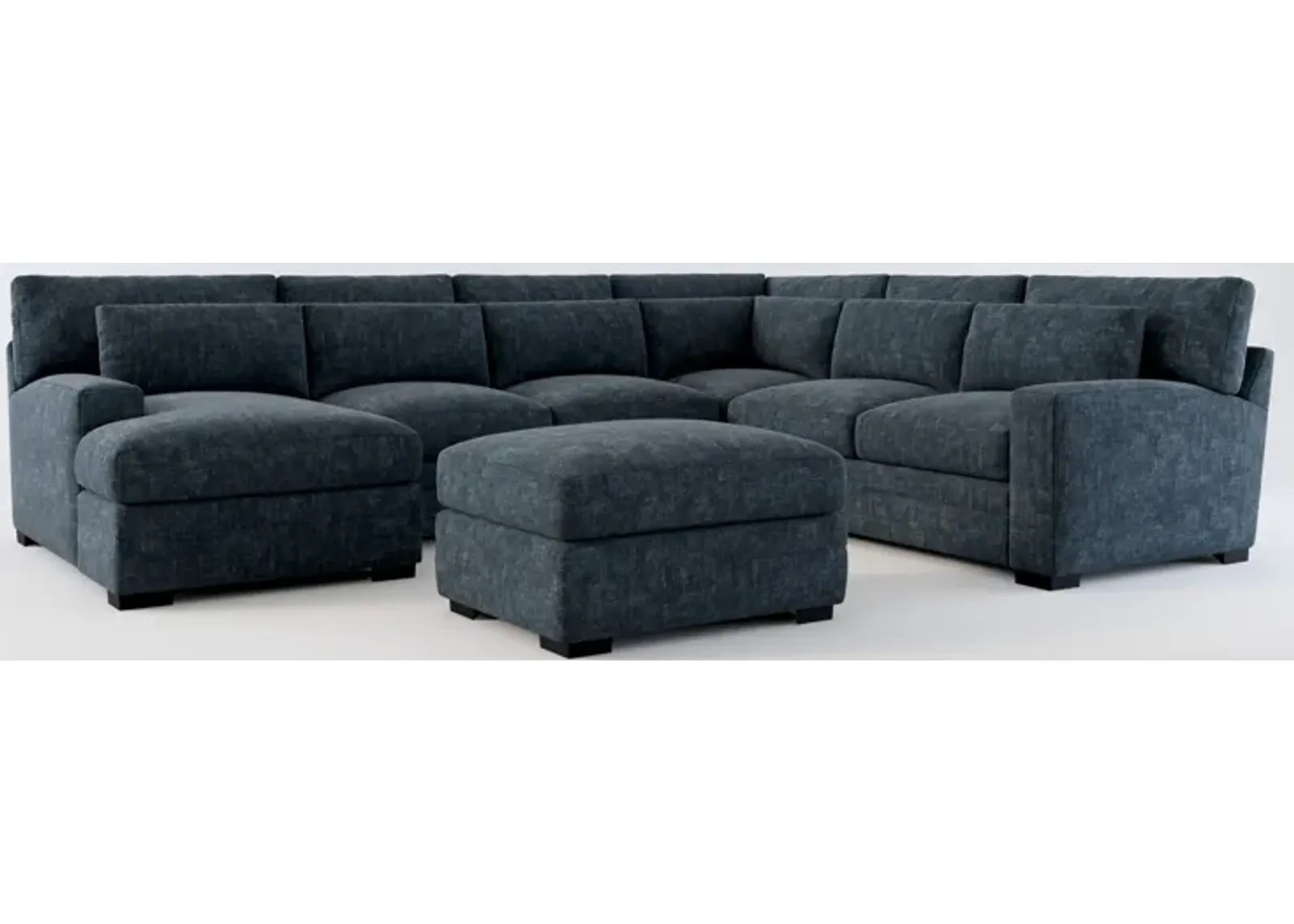 Winston Hybrid Comfort 5-Piece Sectional with Left-Facing Chaise and Ottoman - Argo Navy