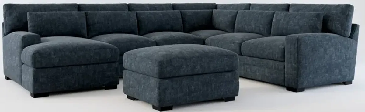 Winston Hybrid Comfort 5-Piece Sectional with Left-Facing Chaise and Ottoman - Argo Navy