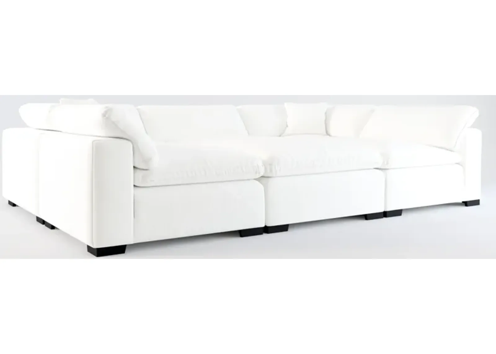 Plush Feathered Comfort 6-Piece Pit Sectional - Contessa Vanilla