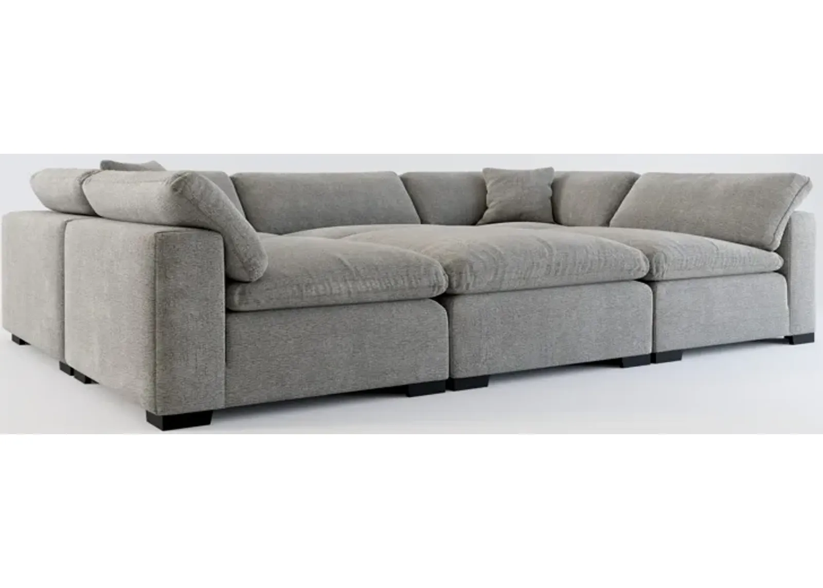 Plush Feathered Comfort 6-Piece Pit Sectional - Living Large Charcoal