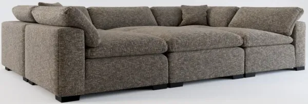 Plush Feathered Comfort 6-Piece Pit Sectional - M Walnut