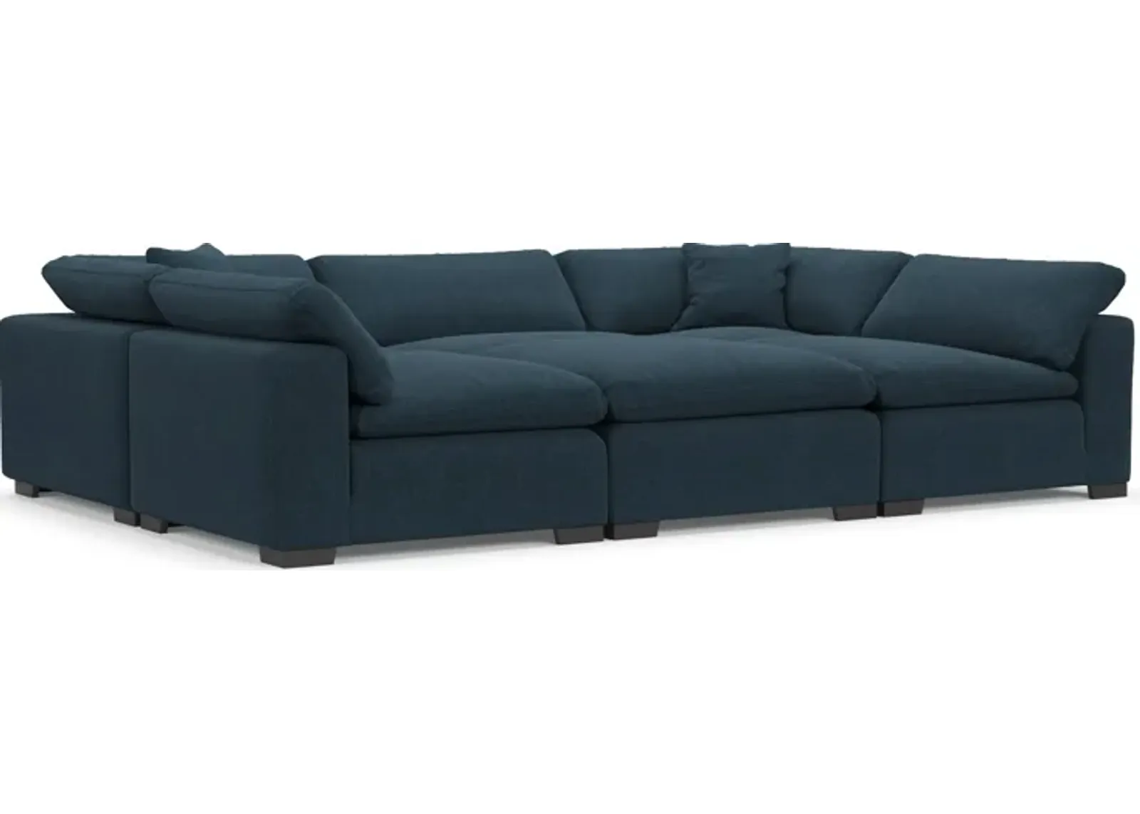 Plush Feathered Comfort Eco Performance Fabric 6-Piece Pit Sectional - Broderick Indigo