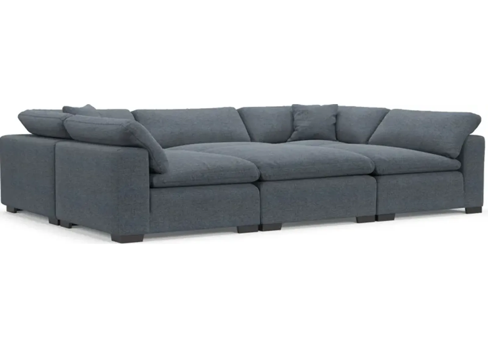 Plush Feathered Comfort Eco Performance Fabric 6-Piece Pit Sectional - Bridger Navy