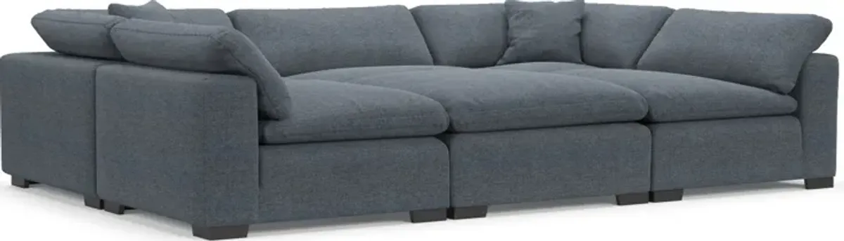 Plush Feathered Comfort Eco Performance Fabric 6-Piece Pit Sectional - Bridger Navy