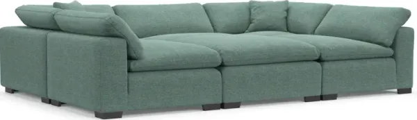 Plush Feathered Comfort Eco Performance Fabric 6-Piece Pit Sectional - Bridger Jade