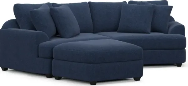Skylar 3-Piece Sectional with Left-Facing Ottoman - Oslo Navy