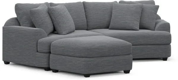 Skylar 3-Piece Sectional with Left-Facing Ottoman - Dudley Indigo