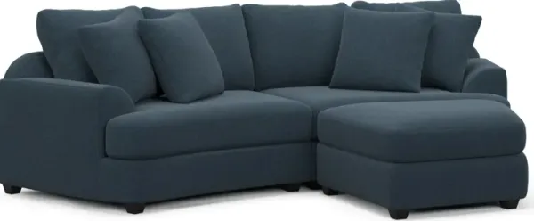 Skylar 3-Piece Sectional with Right-Facing Ottoman - Broderick Indigo