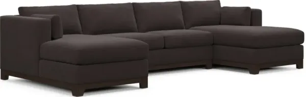 Brentwood Foam Comfort 3-Piece Sectional with Dual Chaise - Merrimac Dark Brown