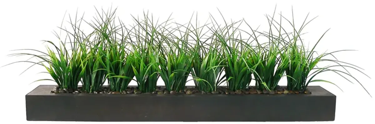 Vintage Home Artificial Faux Lifelike Plastic 13" Tall Green Grass In Taupe Holder