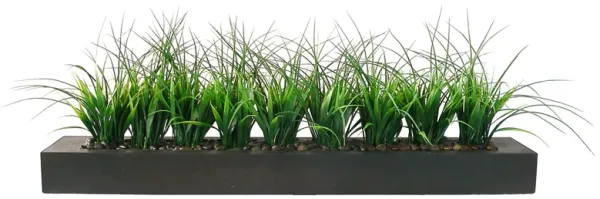 Vintage Home Artificial Faux Lifelike Plastic 13" Tall Green Grass In Taupe Holder