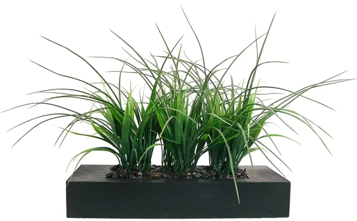 14" Faux Grass in Rectangular Wood-Like Planter by Vintage Home