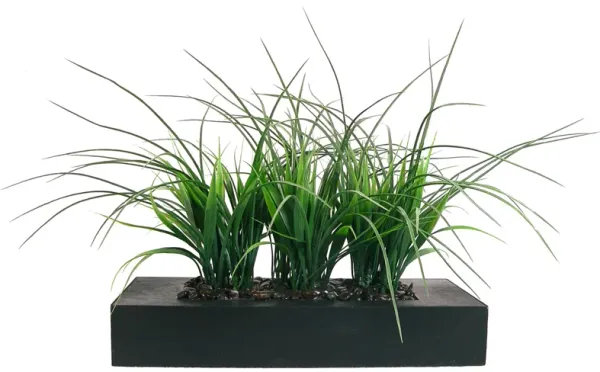 14" Faux Grass in Rectangular Wood-Like Planter by Vintage Home