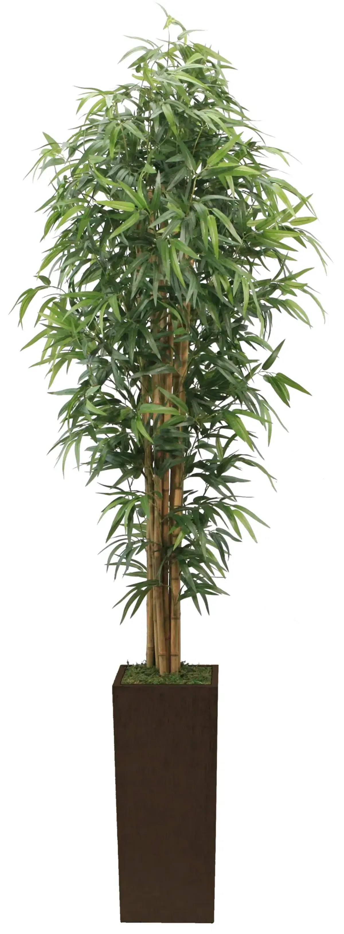 Artificial Lifelike Faux Plastic Fake 84" Tall Silk Bamboo Tree In Brown Wood Planter