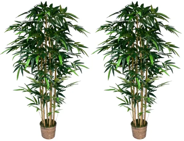 Tall Fake Bamboo Tree in Wicker Planter 72" | By Vintage Home