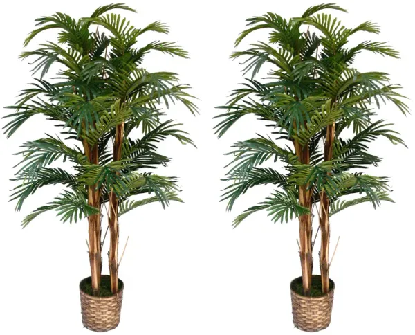 60" Faux Palm Tree in Bamboo Wicker Planter