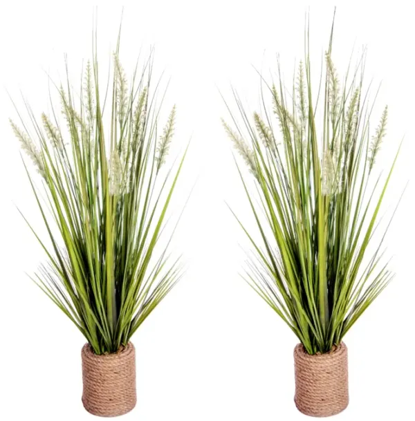 40" Tall Onion Grass Artificial Indoor/ Outdoor Faux Décor In Rope Vase