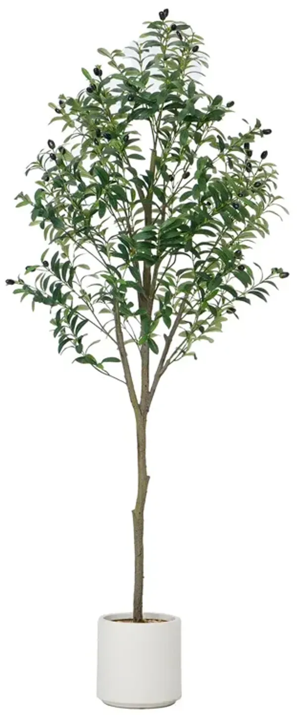 67" Artificial Faux Olive Tree in a Beige Resin Planter