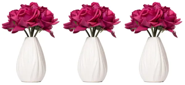 10" Purple Rose arrangement in an off-white Ceramic Vase - 3 pack