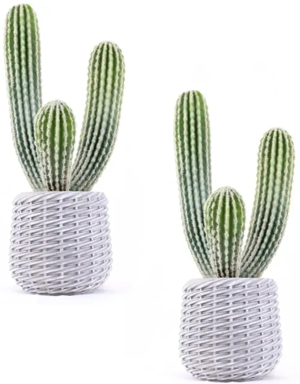 2-Pack 25” Artificial Column Cactus Plants in Woven like Baskets – Realistic Faux Indoor Décor for Home, Office, or Patio