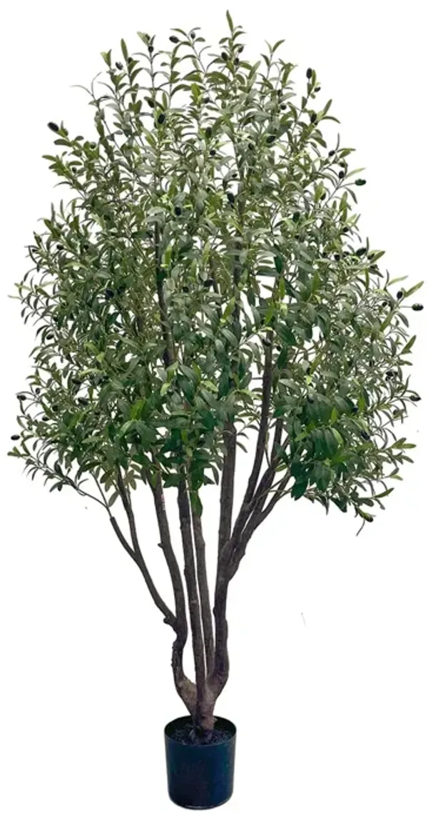 84" Artificial Olive Tree – Realistic Faux Potted Olive Plant with Natural Trunk & Lush Green Foliage
